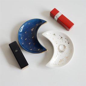img 2 attached to Small Moon Jewelry Dish Tray - BIHOIB Decorative Ceramic Trinket Dish, Modern Accent Tray for Vanity in Blue