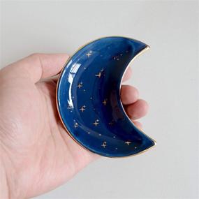 img 3 attached to Small Moon Jewelry Dish Tray - BIHOIB Decorative Ceramic Trinket Dish, Modern Accent Tray for Vanity in Blue