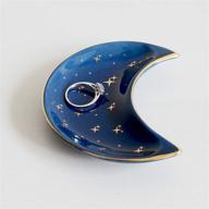 small moon jewelry dish tray - bihoib decorative ceramic trinket dish, modern accent tray for vanity in blue логотип