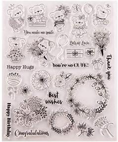 img 4 attached to 🐻 Joyful 1PC Cute Bear Happy Hugs Flower Stamp: Perfect for Card Making, Decoration, and Scrapbooking!