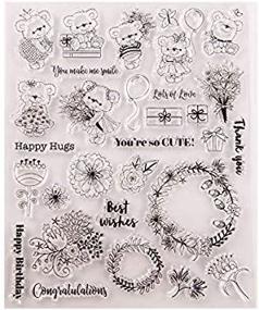 img 2 attached to 🐻 Joyful 1PC Cute Bear Happy Hugs Flower Stamp: Perfect for Card Making, Decoration, and Scrapbooking!