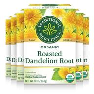 organic roasted dandelion root herbal leaf 🌿 tea - 16 tea bags (pack of 6) logo