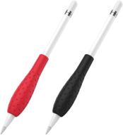 🖊️ moko silicone grip holder ergo protective sleeve cover case for apple pencil 1st/2nd gen - black & red (2 pack) logo