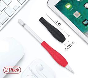 img 1 attached to 🖊️ MoKo Silicone Grip Holder Ergo Protective Sleeve Cover Case for Apple Pencil 1st/2nd Gen - Black & Red (2 Pack)