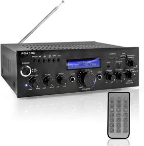 img 4 attached to 🔊 Pyle Wireless Bluetooth Power Amplifier-200 Watt Audio Stereo Receiver with USB Port, AUX in, FM Radio, 2 Karaoke Microphone Input, Remote Control - Home Entertainment System in Black (PDA5BU)