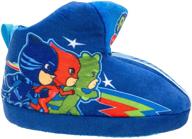 stipple outsole pj masks boy's slipper bootie - gekko catboy owlette, toddler size 5/6 to kids size 11/12 logo