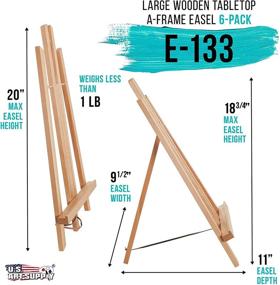 img 3 attached to 🖼️ Pack of 6 U.S. Art Supply 18-Inch Large Tabletop Display Stand A-Frame Artist Easels - Beechwood Tripod, Painting Party Easels, Kids Student Table School Desktop, Portable Canvas Photo Picture Sign Holders