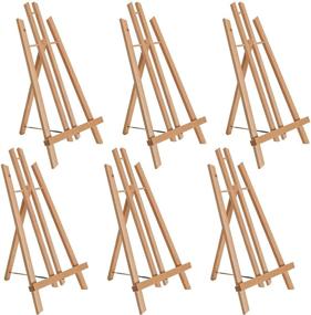 img 4 attached to 🖼️ Pack of 6 U.S. Art Supply 18-Inch Large Tabletop Display Stand A-Frame Artist Easels - Beechwood Tripod, Painting Party Easels, Kids Student Table School Desktop, Portable Canvas Photo Picture Sign Holders