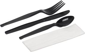 img 3 attached to 🍴 Dixie Black Cutlery Kit - 4-Piece Set with Fork, Knife, Spoon, and Napkin (CH56NC7) - 250 Kits per Case