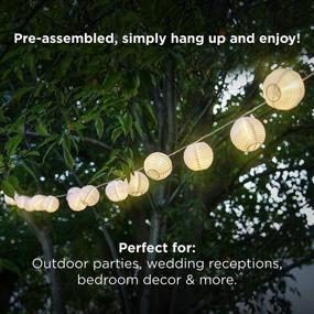 img 1 attached to 🏮 Mini Lantern String Lights - 10 White Nylon Hanging Lanterns with Warm White Bulbs, 7 Feet Long, Waterproof for Indoor/Outdoor Lighting, Plug in, Connectable up to 25 Strands