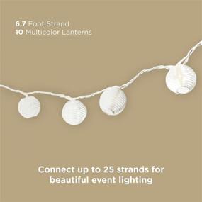 img 2 attached to 🏮 Mini Lantern String Lights - 10 White Nylon Hanging Lanterns with Warm White Bulbs, 7 Feet Long, Waterproof for Indoor/Outdoor Lighting, Plug in, Connectable up to 25 Strands