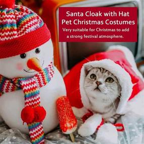 img 1 attached to 🐱 ITESSY Christmas Cat Dog Costumes - Santa Cloak Cape with Hat for Small Dogs, Pet Cosplay Party Dressing Up Outfits Apparel for Puppies and Kittens