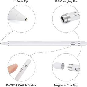 img 1 attached to 🖊️ White Stylus Pen for Touch Screens: Active Pen Digital Pencil for iPad, iPhone & Tablets