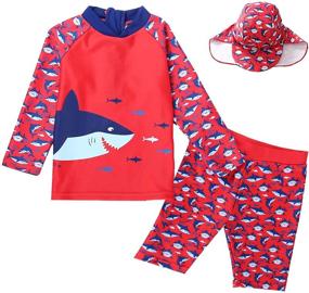 img 4 attached to Adorable and Protective 7-mi ToddlerKids Boys Rashguard Swimsuit Bathing Suit 👶 Swimwear Sets -2T-6T: Get Your Little One Ready for Fun in the Sun!