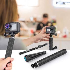 img 3 attached to 📷 Premium TELESIN Ultralight Carbon Fiber Selfie Stick: Ideal for GoPro Hero, DJI OSMO Action, Insta360, AKASO, and More!