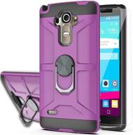 📱 ymhxcy ls770-zs purple phone case compatible with g stylo/g4 stylus (not lg g4) - 360° rotating ring kickstand, dual-layer shockproof design, hd screen protector logo