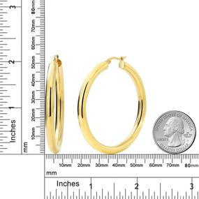 img 3 attached to Stainless Steel Hoop Earrings, Yellow Colored and 2 Inches Wide by Gem Stone King