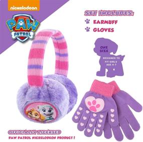 img 2 attached to 🧤 Kids Winter Earmuffs and Gloves Set, Paw Patrol Skye and Everest Theme, Purple, Ages 4-7