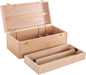img 4 attached to Organize Your Artistic Tools with the US Art Supply Artist Wood Pastel, Pen, Marker Storage Box with Drawer(s) - Large Tool Box