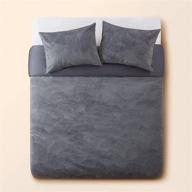 🌿 la jolie muse queen size duvet cover set: shadow blue with embossed ginkgo leafy pattern, 100% natural cotton backside, includes duvet cover and sham covers logo