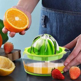 img 3 attached to 🍋 Vanleonet Lemon Squeezer Citrus Juicer with Strainer: Manual Lime Press with Built-in Measuring Cup - Green