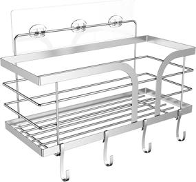 img 3 attached to 🚿 HBlife Large Shower Caddy Bathroom Shelf with 4 Hooks - SUS304 Stainless Steel Shower Organizer Rack for Bathroom, Kitchen, RV Accessories - No Drilling Silver Storage Solution