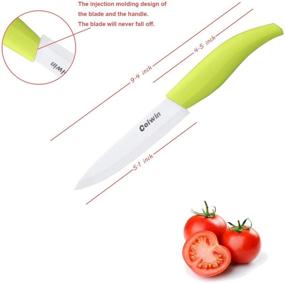 img 2 attached to 🔪 Premium Ceramic Knives Set with Sheaths - Superior Sharpness & Rust/Stain Resistance (6" Chef Knife, 5" Steak Knife, 4" Fruit Knife, 3" Sushi Knife, One Peeler)