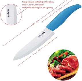 img 3 attached to 🔪 Premium Ceramic Knives Set with Sheaths - Superior Sharpness & Rust/Stain Resistance (6" Chef Knife, 5" Steak Knife, 4" Fruit Knife, 3" Sushi Knife, One Peeler)