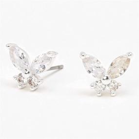 img 1 attached to 🦋 Stunning Silver Cubic Zirconia Butterfly Stud Earrings by Claire's