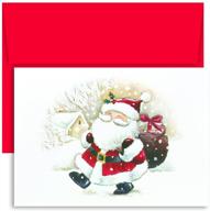 🎅 masterpiece studios holiday collection boxed christmas cards - 18 count with envelopes, 7.8" x 5.6" - happy santa design (74630) logo