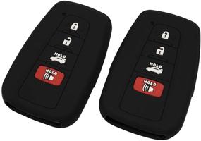 img 2 attached to 🔑 2-Pack Black Silicone 4 Button Key Fob Cover Case for 2019-2021 Toyota 86 RAV4 XLE Camry Hybrid XSE Corolla Avalon Smart Key