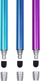 img 2 attached to 🖊️ Set of 3 High Precision Stylus Pens for Touch Screens - 5.5" Universal Capacitive Styli with Replaceable Thin-Tip - Includes Replacement Tips, Lanyards, and Cleaning Cloth - By The Friendly Swede (Aqua Blue, Dark Blue, Purple)