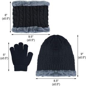 img 3 attached to 🧣 EAONE Winter Knitted Beanie Hat, Neck Scarf, and Gloves Set: Cozy Fleece-Lined Accessories for Boys and Girls