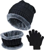 🧣 eaone winter knitted beanie hat, neck scarf, and gloves set: cozy fleece-lined accessories for boys and girls logo