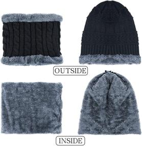 img 2 attached to 🧣 EAONE Winter Knitted Beanie Hat, Neck Scarf, and Gloves Set: Cozy Fleece-Lined Accessories for Boys and Girls