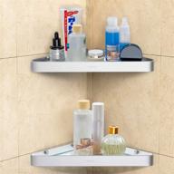 🚿 glass corner shower caddy set with no drilling - 2 pack adhesive wall mounted bathroom shelf featuring aluminum brackets logo