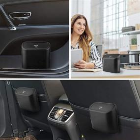 img 1 attached to 🚗 Car Trash Can with Lid and Bag - Cute Car Organizer Bin for Small Garbage Storage and Organization (6.3x3.3x5.5IN)