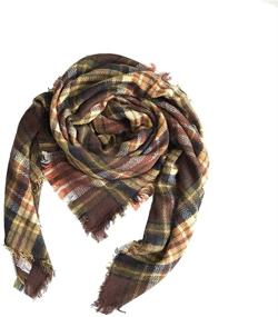 img 1 attached to 🧣 Classic Lattice Women's Scarves - 200cmx65cm Scarf & Wrap Accessories for Women