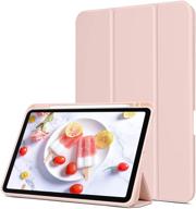 📱 bentoben ipad air 4 10.9" case 2020 with pencil holder, sleek trifold stand soft tpu back cover, auto sleep/wake, pink - for ipad air 4th gen 10.9" 2020 tablet logo