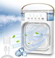 🌬️ ntmy portable air conditioner fan: mini evaporative coolert with 7 colors led light, 1/2/3 h timer, 3 wind speeds and 3 spray modes for office, home, dorm, travel(white) logo