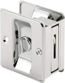 img 2 attached to 🔒 Pack of 1 Chrome Plated Prime-Line MP6773 Pocket Door Privacy Lock with Pull