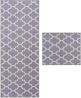 🏠 wunderlin trellis kitchen runner rugs collection: non-slip & washable set for kitchen floor - grey, dual rugs logo