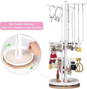 img 3 attached to 🌟 White Rotating Jewelry Tower Organizer - Adjustable 9-Tier Jewelry Tree Stand for Necklace, Bracelet, Earring, and Ring Display