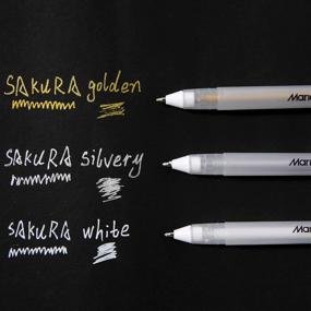 img 1 attached to 🖋 Set of 3 Premium Gel Pens - White, Gold, and Silver Ink, Ideal for Illustration, Design, Art Drawing, Black Paper, Adult Coloring Book - Fine Tip Sketching Pens with Archival Ink