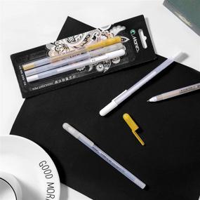 img 3 attached to 🖋 Set of 3 Premium Gel Pens - White, Gold, and Silver Ink, Ideal for Illustration, Design, Art Drawing, Black Paper, Adult Coloring Book - Fine Tip Sketching Pens with Archival Ink