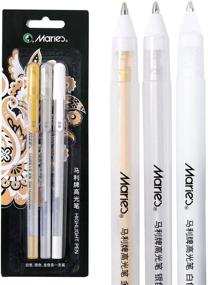 img 4 attached to 🖋 Set of 3 Premium Gel Pens - White, Gold, and Silver Ink, Ideal for Illustration, Design, Art Drawing, Black Paper, Adult Coloring Book - Fine Tip Sketching Pens with Archival Ink