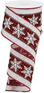 ❄️ snowflake on check ribbon: 10 yards wired edge - white, 2.5 inch - ideal for winter crafts and decoration logo