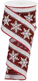 img 1 attached to ❄️ Snowflake on Check Ribbon: 10 Yards Wired Edge - White, 2.5 Inch - Ideal for Winter Crafts and Decoration