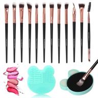 🖌️ unaone eye makeup brushes set - 12pcs premium synthetic brushes for perfect eyeshadow, eyebrow, eyeliner, blending - includes wet & dry brush cleaner - black logo