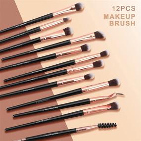 img 3 attached to 🖌️ Unaone Eye Makeup Brushes Set - 12pcs Premium Synthetic Brushes for Perfect Eyeshadow, Eyebrow, Eyeliner, Blending - Includes Wet & Dry Brush Cleaner - Black